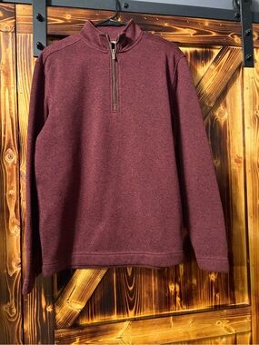 Men's Aspen Quarter-Zip Sweater Jacket - Burgundy. Size large